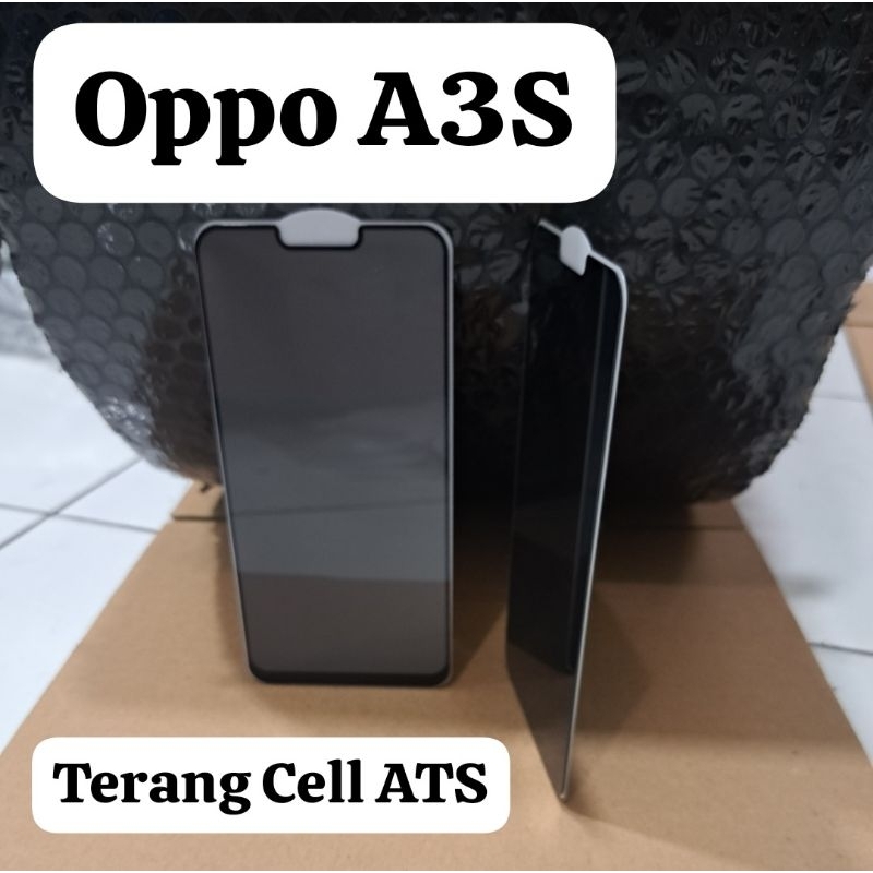 TEMPERED GLASS FULL KACA PRIVACY ANTI-SPY OPPO A3S