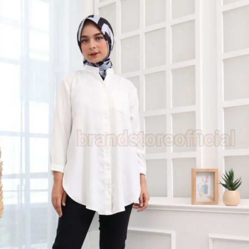 KEMEJA TUNIK POLOS JUMBO XXL LD 120 CRINKLE AIRFLOW ATASAN KASUAL WANITA