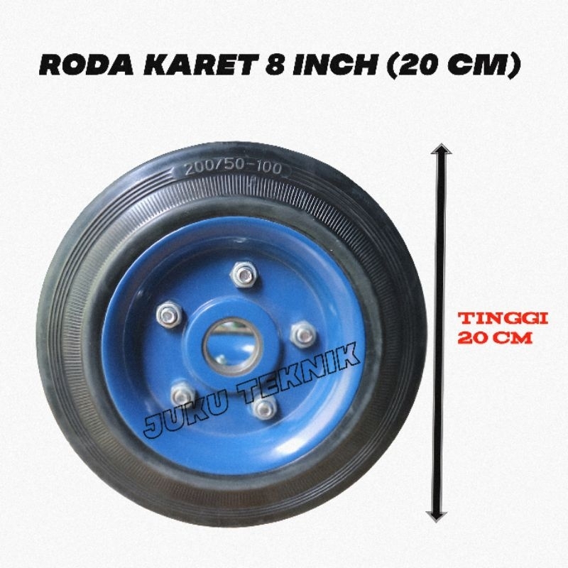Roda Lori 8 inch/Roda Troli/Roda Gerobak/Roda meja/Roda Karet/Roda Laker 8 inch