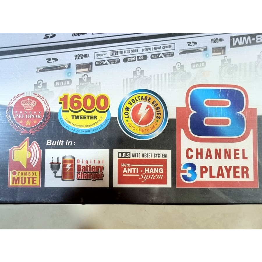 Ampli Walet PIRO MW 89 Player Power Amplifier MW-89 3 Input 8 Output