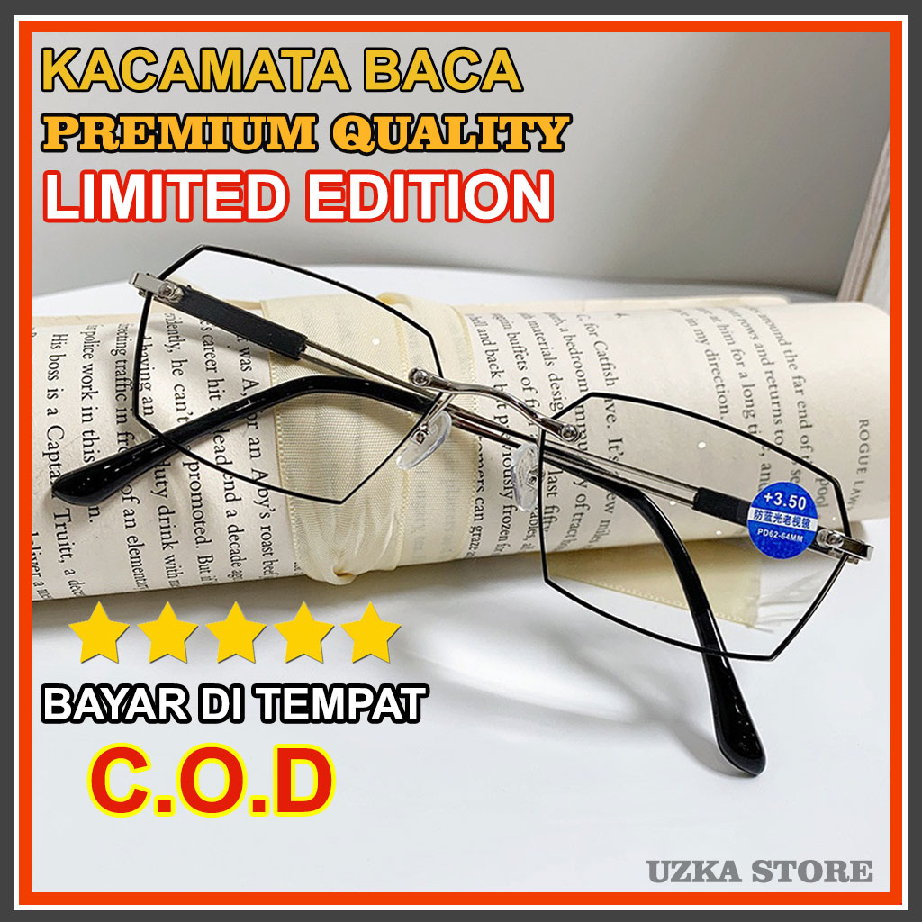 LIMITED EDITION CLASSIC DESIGN Kacamata Baca Super Fokus Original  Lensa Anti Blue Ray Frame Less Kualitas Premium Pria Wanita