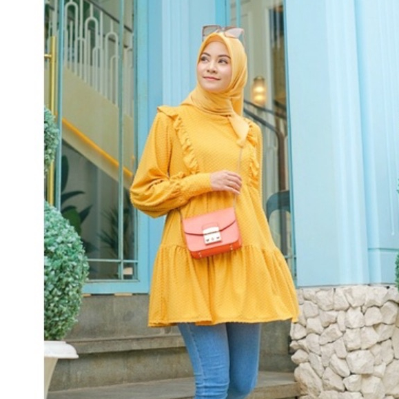 Ounadoutfit FLUPY BLOUSE wanita busui kekinian / atasan polos wanita / kemeja muslimah / blouse rampel pastel