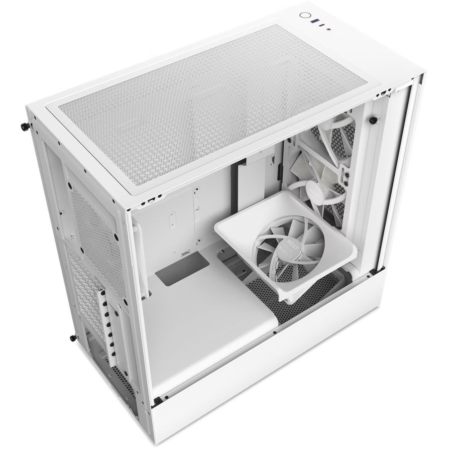 Casing NZXT H5 Flow RGB White - Mid-Tower Airflow Case with RGB Fans