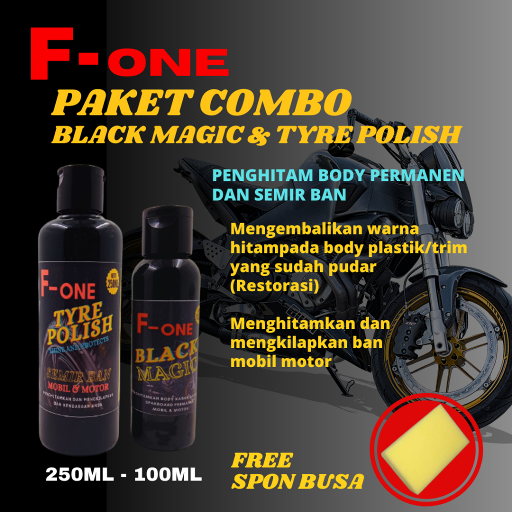 Paket Penghitam Pengkilap body motor mobil permanen Body plastik mesin knalpot  dan semir ban