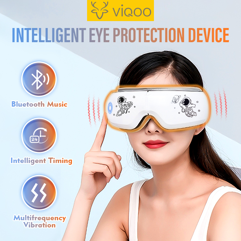 【COD】Viqoo EM-007 Portable Eye Massager Bluetooth Pijat Elektrik Terapi Mata Vibration HOT COMPRESS/Music/Sleep Mode Air Pressure Infrared Heater - EM02