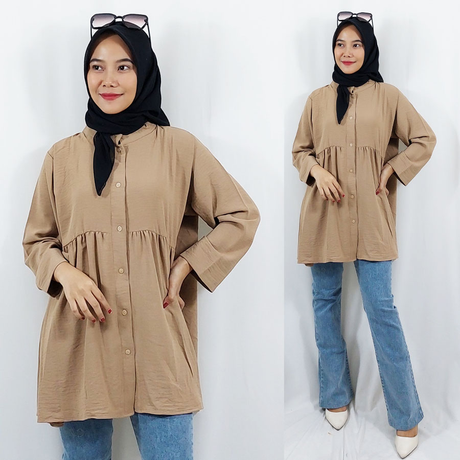 CARLINA DELIA TUNIK BLOUSE MATT CRINGKLE KATUN PREMIUM AIRFLOW JUMBO OVERSIZE