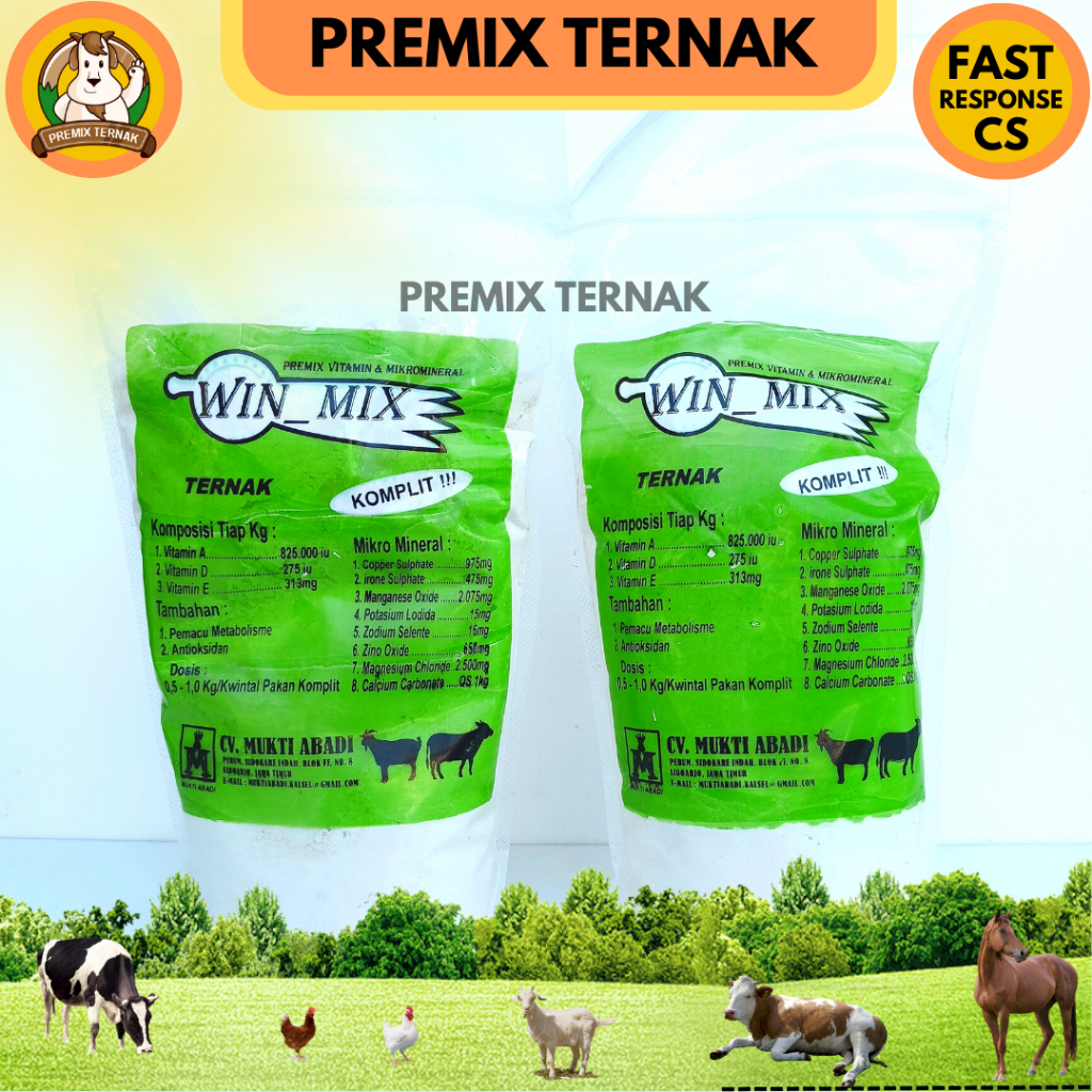 WIN MIX TERNAK 1.5 KG - Premix Komplit untuk Ternak Ruminansia Sapi kambing Domba