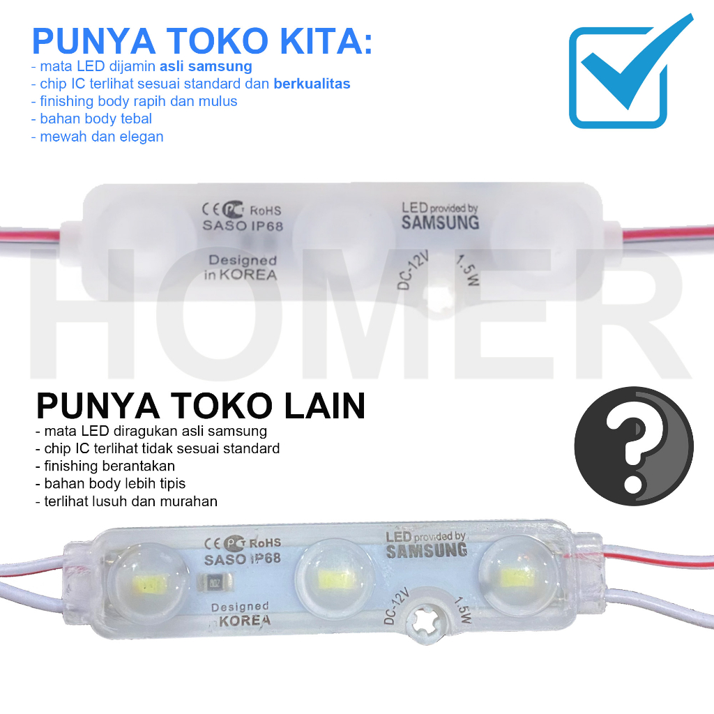 SAMSUNG lampu LED Modul module SASO IP68 SMD 5730 DC 12v 1,5 watt 1,5w 3 mata KOREA