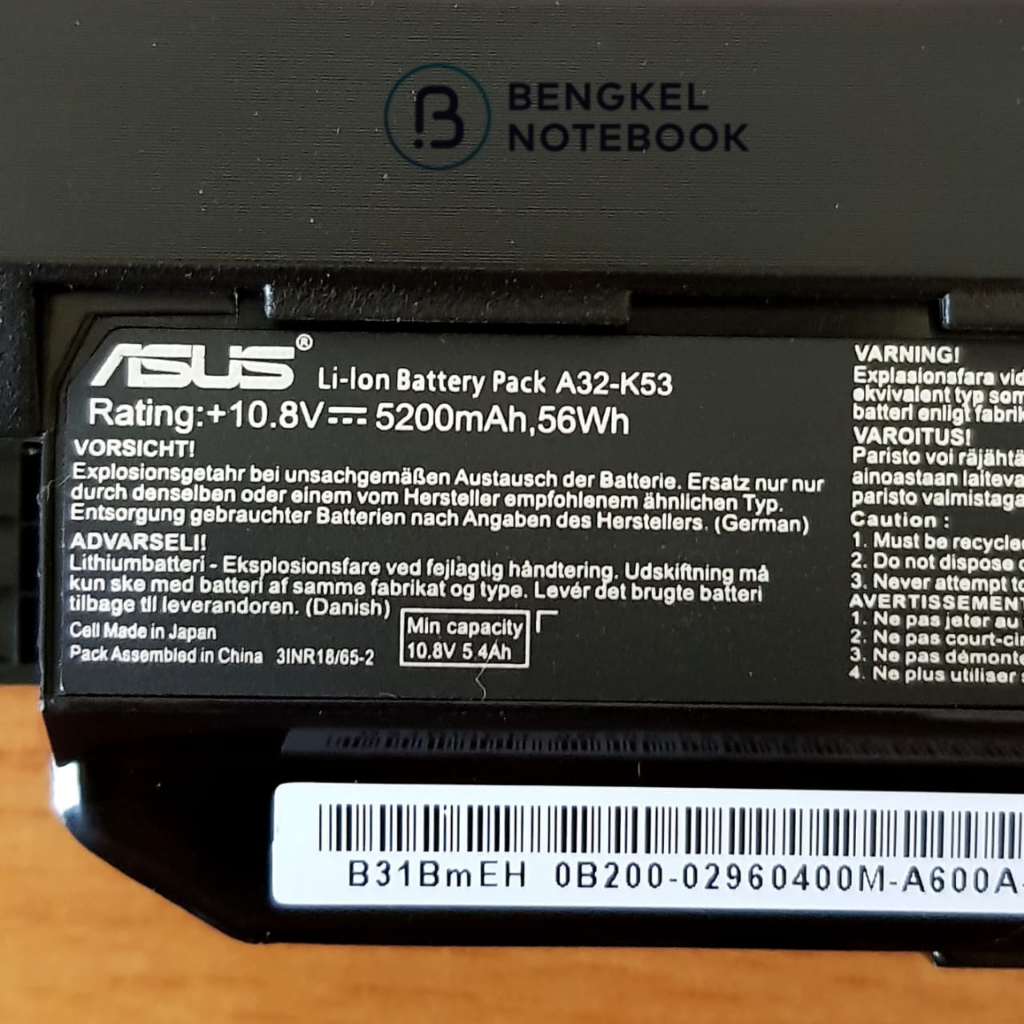 Baterai Asus A43S A32-K53 K43U K53BY K53E K53F K53SJ K53S/E K53SD K53U A53 X44 X84  X43U X53S X54 ORIGINAL