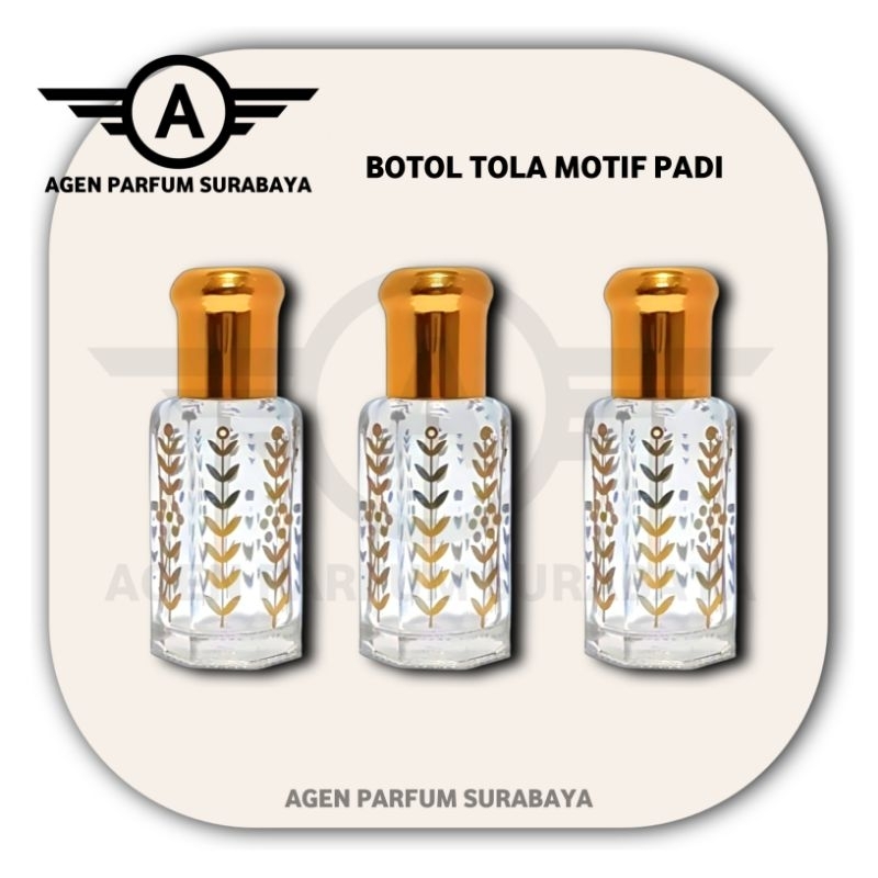 BOTOL KOSONG TOLA MOTIF PADI 3ML, 6ML,12ML- BOTOL TOLA SURRATI MOTIF PADI