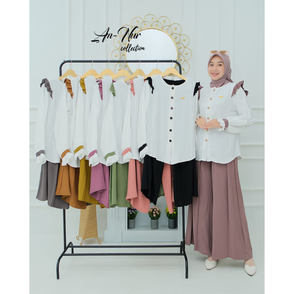 ATASAN SET CELANA KULOT ANNUR MODEL LUNA DAN CANDY ONESET LUCU TRENDY OOTD RETRO VINTAGE