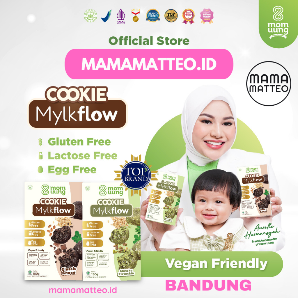 Mom Uung Cookies Mylkflow 150gr Classic Choco &amp; Matcha Pistachio / Cookies Sehat Cokelat Kukis Pelancar ASI Booster / MOM UUNG BANDUNG