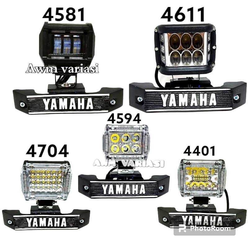 [PAKET HEMAT] Lampu Depan LED 6 Mata Red+Bleu 4594 Plus Breket Kumis Motor Yamaha RX King