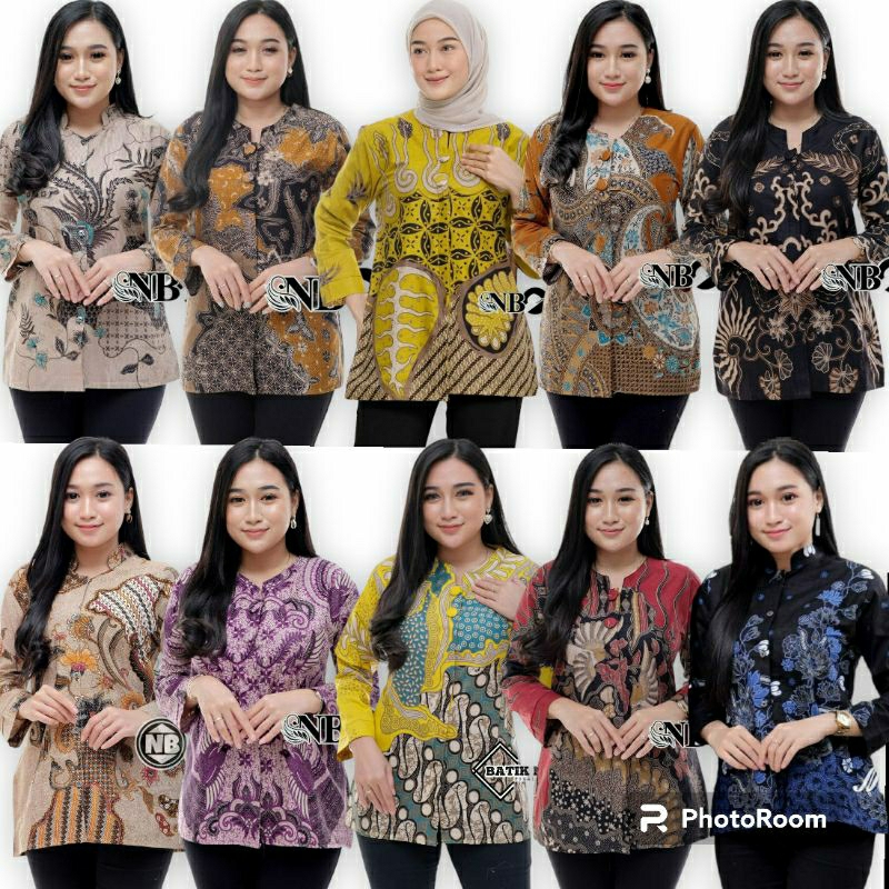 Blus Batik Atasan Batik Wanita Modern Sakura Merah Putri Malu Cibulan Biru Pink Toska Encim Teratai