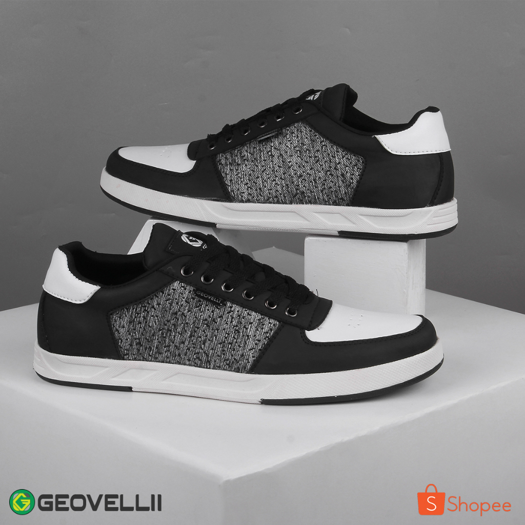 Geovelli  39-44 Sepatu Casual Sneakers Putih Hitam Pria Cowok Altovo Series Kets Distro Premium Original