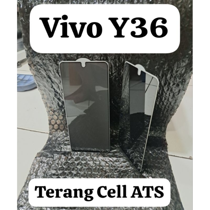 TEMPERED GLASS FULL KACA TEMPERED GLASS PRIVACY ANTI-SPY VIVO Y36 MELINDUNGI LAYAR HANDPHONE DEPAN HANDPHONE VIVO Y36