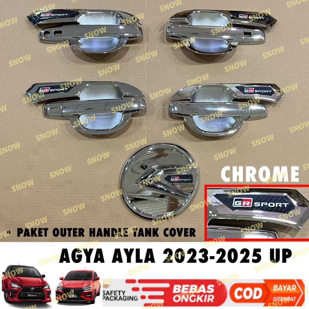 Paket Outer Handle Tank Cover Agya Ayla  GR SPORT 2023 2024 2025 UP  Hitam Chrome Carbon