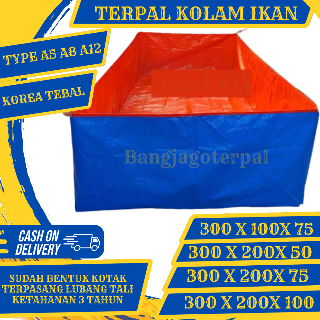 Terpal Kolam ikan Tebal A8 3x2x1 Kolam Terpal Ikan Budidaya Lele Koi Bahan Korea import