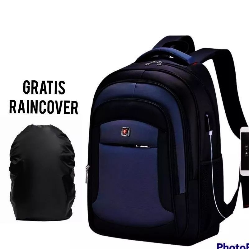 Ransel polo tas ransel sekolah Laki laki bahan kanvas Gratis Cover hujan