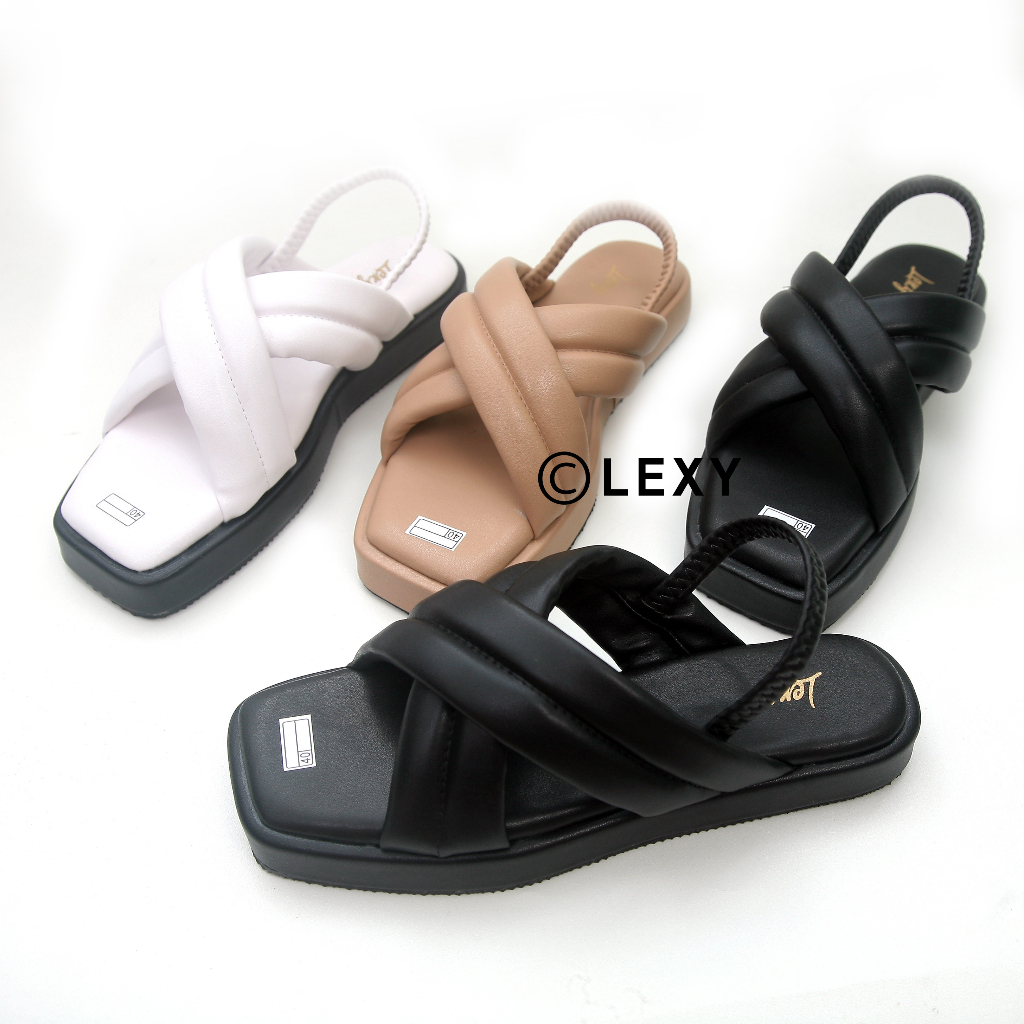 Lexy CELENE Sandal Platform Wanita Tali Kerut Karet