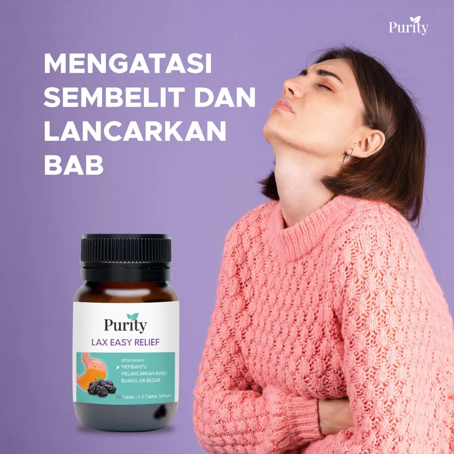 Purity Lax Easy Relief Pelancar Sembelit BAB Constipation 60 Tablet / Vitamin / Multivitamin