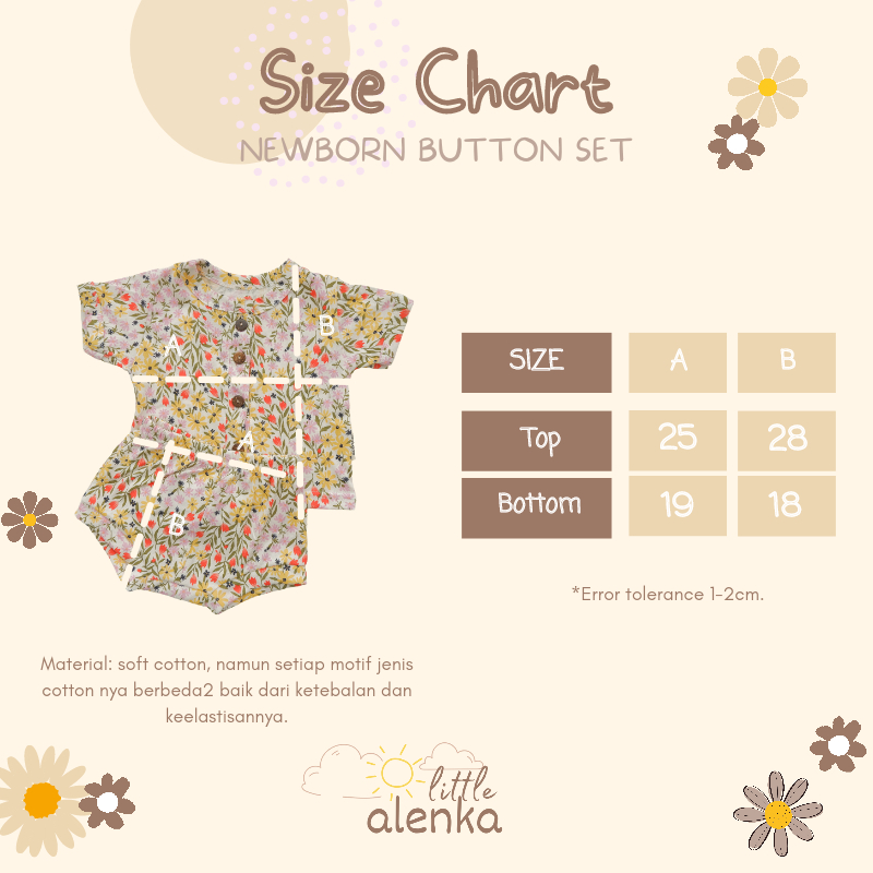 Alenka - Newborn Button Set (Hanya Setelan Baju) / Setelan Kancing Bayi