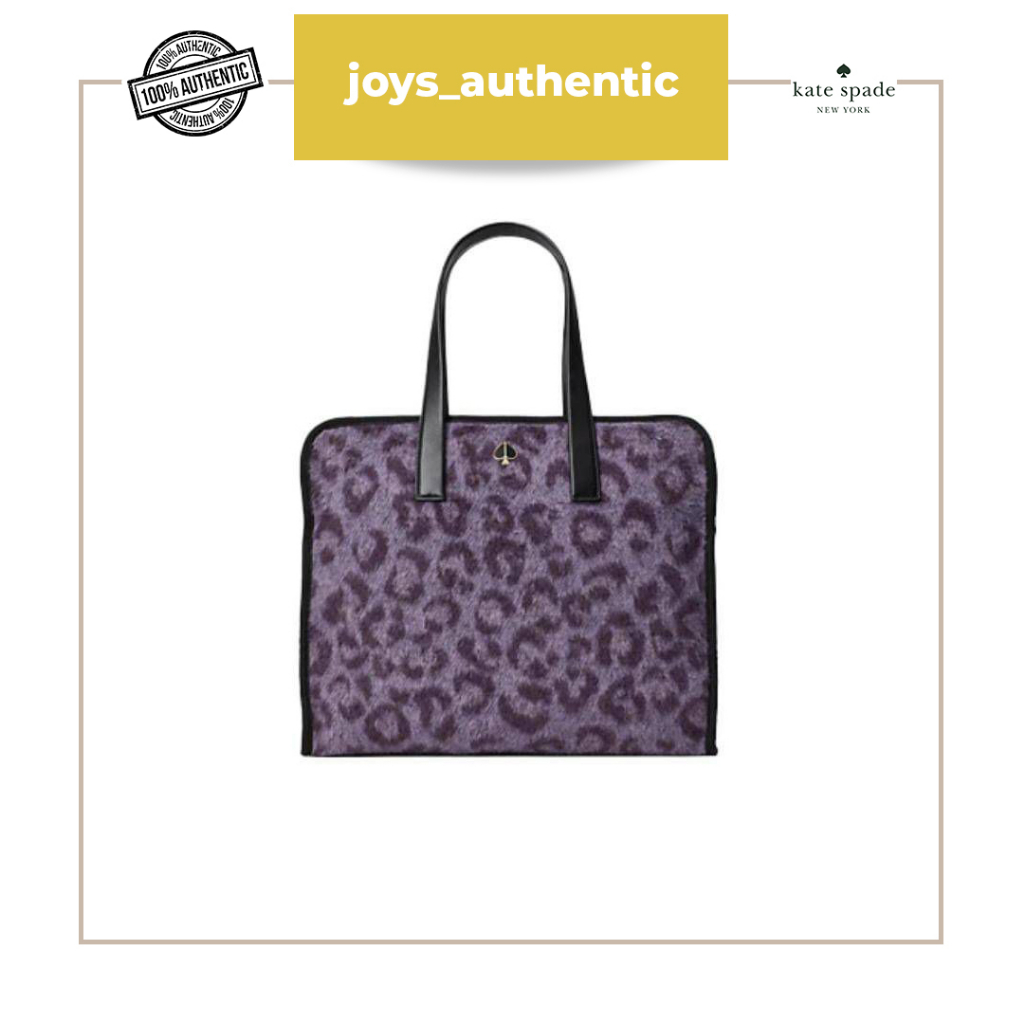 Tas Wanita Kate spade Morley Leopard Large Tote Ungu Purple Multi Woman Bag Authentic Original