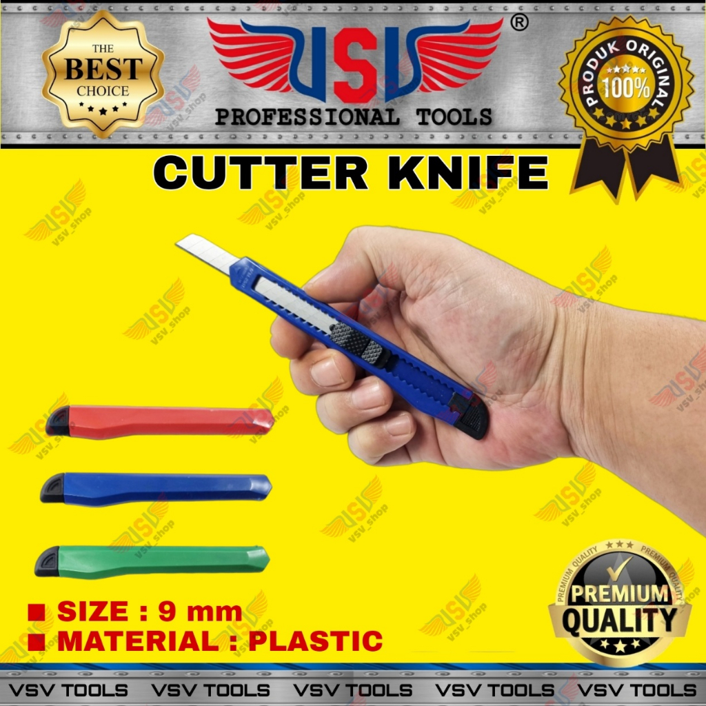 Cutter Kecil Pisau Cutter 9mm Cutter Knife Plastik GOOD QUALITY VSV HS-05