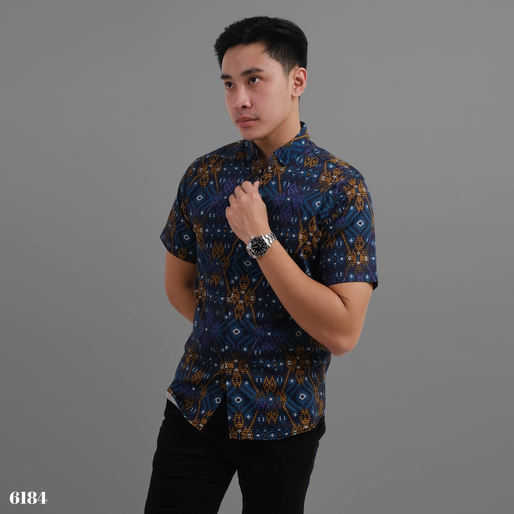 Maciku.id Kemeja Batik Pria Lengan Pendek Songket / Baju Batik Cowok