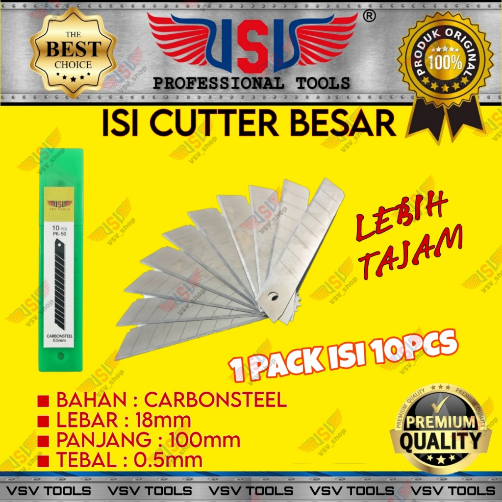 Isi Cutter Besar 18mm Refill Cutter Tebal 0.5mm isi 10pcs