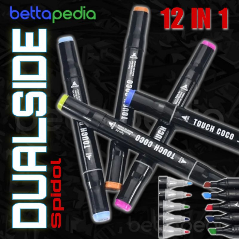 

Spidol Dual Side Art Sketch Marker Drawing Set 12 Color Spidol Warna Mewarnai