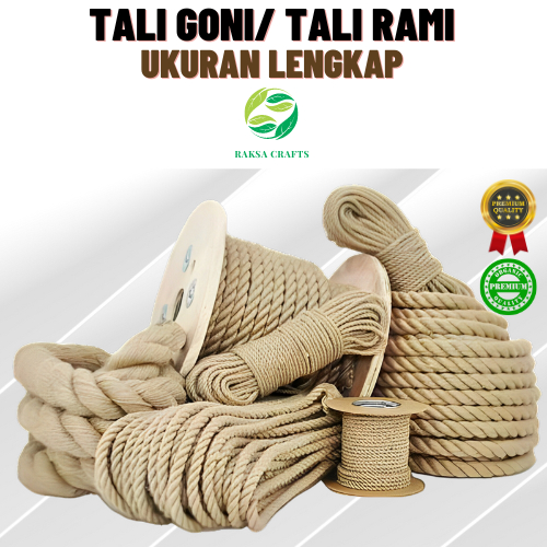 

TERMURAH - TALI GONI/ TALI RAMI METERAN 3mm, 4mm, 5mm, 6mm, 8mm, 10mm, 14mm, 16mm, 18mm | Tali Rami | Tali Souvenir | Tali Undangan | Tali Garukan Kucing