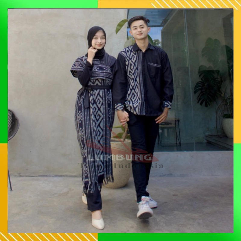BAJU TENUN PASANGAN AURORA TORAJA HITAM KEMEJA TENUN PASAGAN TORAJA HITAM KOMBINASI