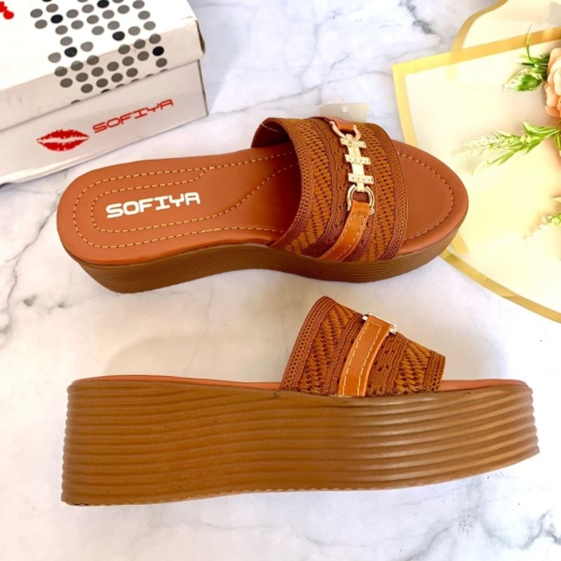 Sandal Sofiya Rajut Import Terbaru/ Sandal Selop Wedges Wanita Dewasa