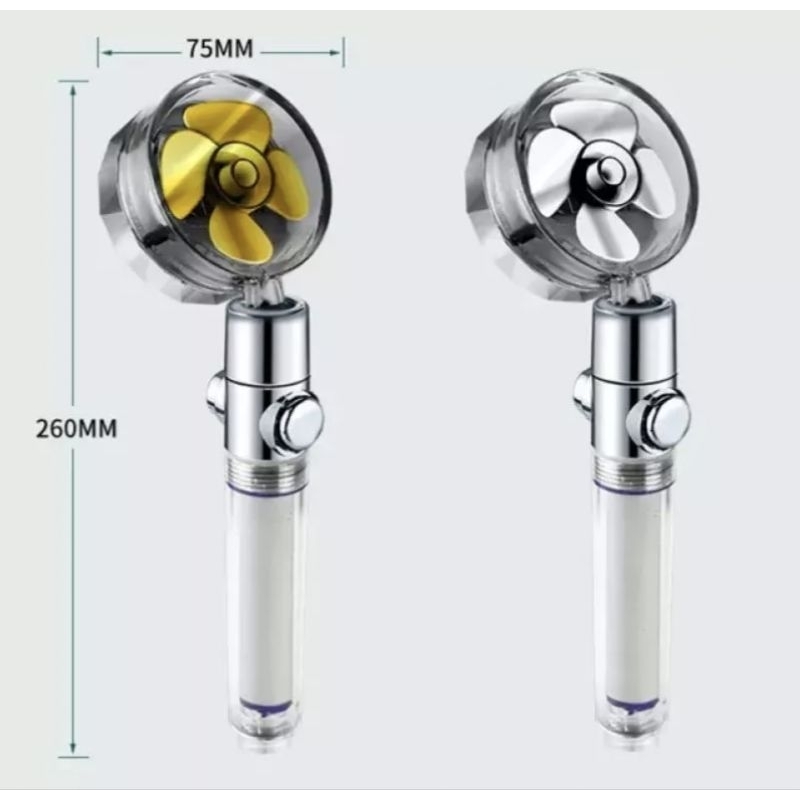 Turbo Fun Shower Head Water Saving Hight Pressure Rainfall Propeller ABS JET / Sower Kamar Mandi Jet Pump