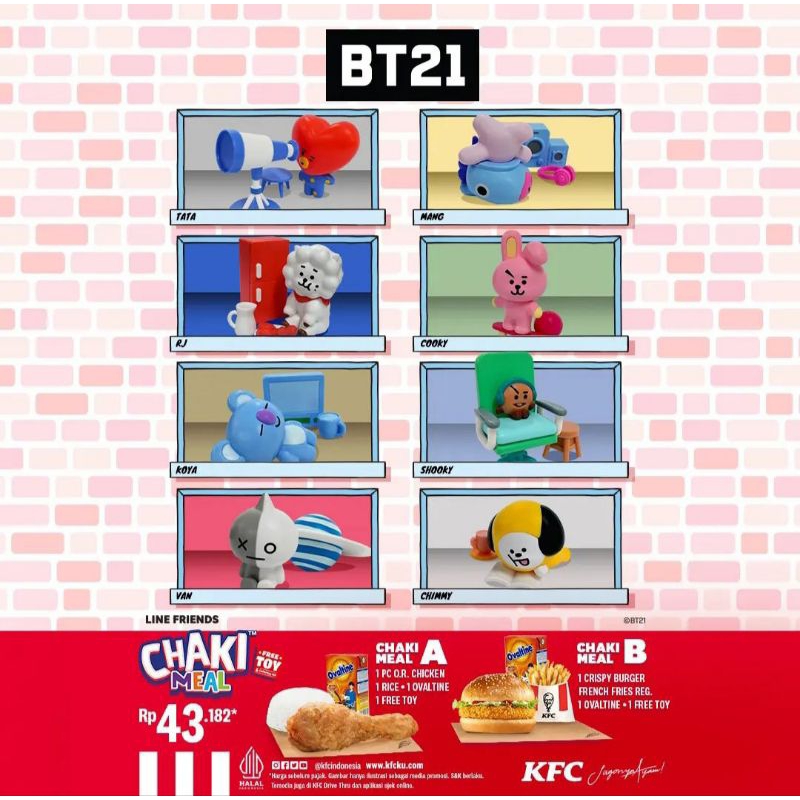 BT21 x KFC Minini Line Friends Bt21 Indonesia official merchandise BTS BT21