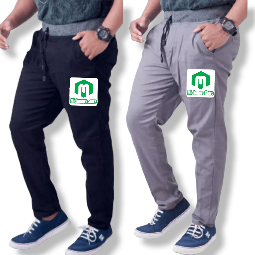 Celana Chino Panjang Pria Big Size Chinos Pria Pinggang Karet Bahan Melar Slim Fit Jumbo