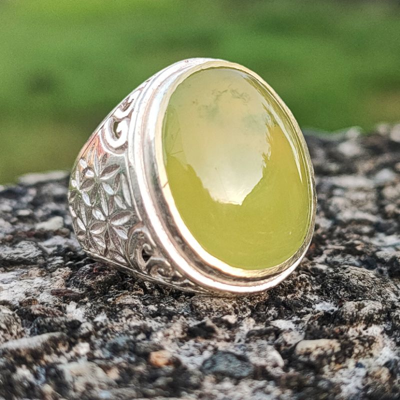 CINCIN BATU AKIK LUMUT SUNGAI DAREH PUCUK PISANG NATURAL IDOCRES KODE 02627