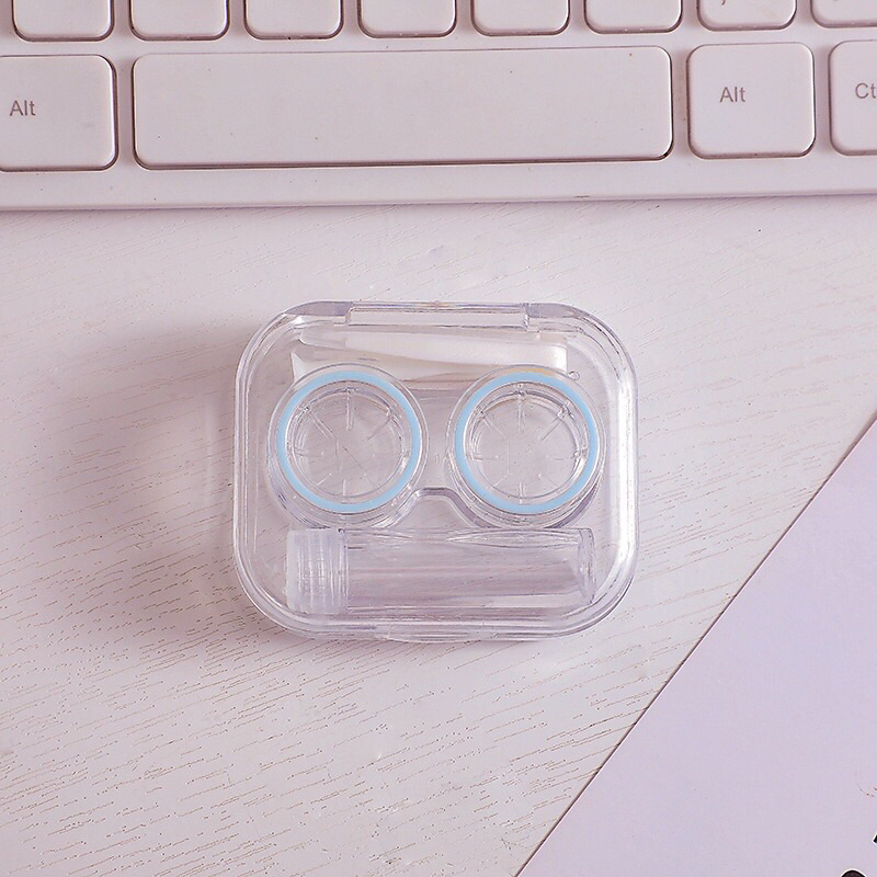 Softlens case bening bahan akrilik plastik tempat kontak lensa + penjepit + tongkat