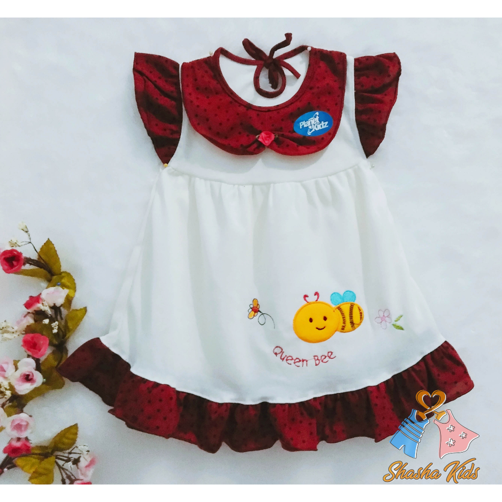 [L-032] Baju Bayi Perempuan/ Dress Bayi Perempuan Planet Kids cantik motif lucu 0-6bln