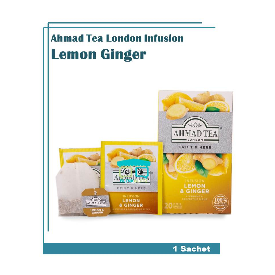 SACHET Ahmad Tea London Green Tea INFUSION LEMON GINGER Teh Hijau