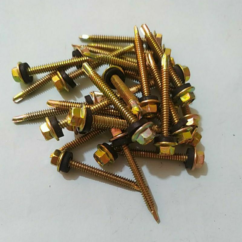 10 pcs baut baja ringan 12 x 45 / drilling roofing galvalum. harga per 10 pcs.