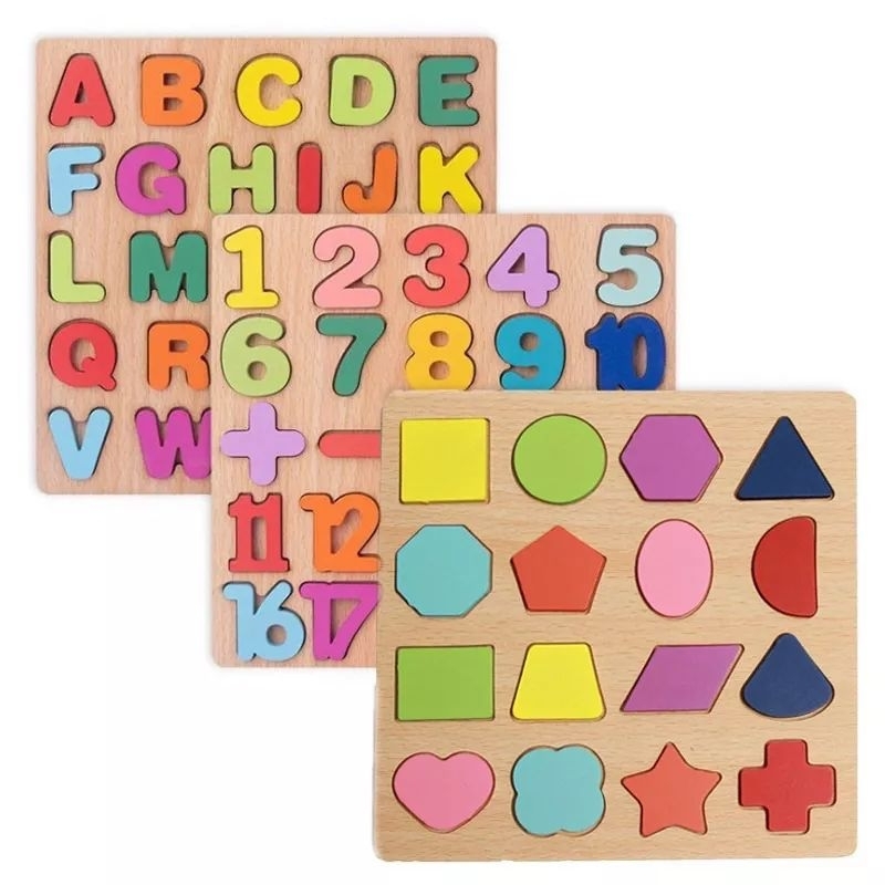 MH80MAINAN PUZZLE 3D GEOMETRY BERMOTIF HURUF ANGKA DAN BENTUK/MAINAN EDUKASI ANAK/PUZZLE ABC,GEOMETRY, BENTUKPUZZLE 123/WOODEN PUZZLE/PUZZLE KAYU BEST