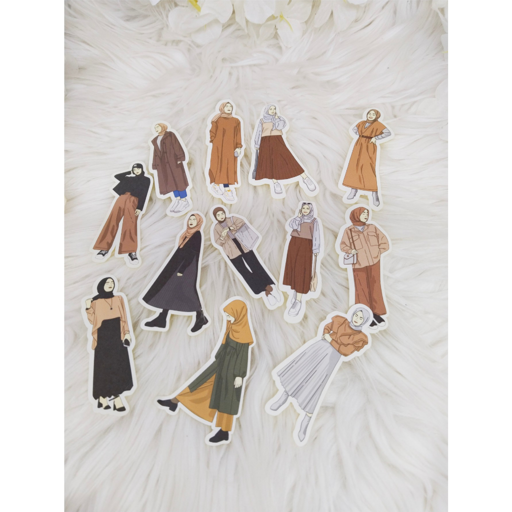 

ZIBA-A009 12pcs Die cut Stiker Woman-Hijab #1 untuk journal/scrapbook