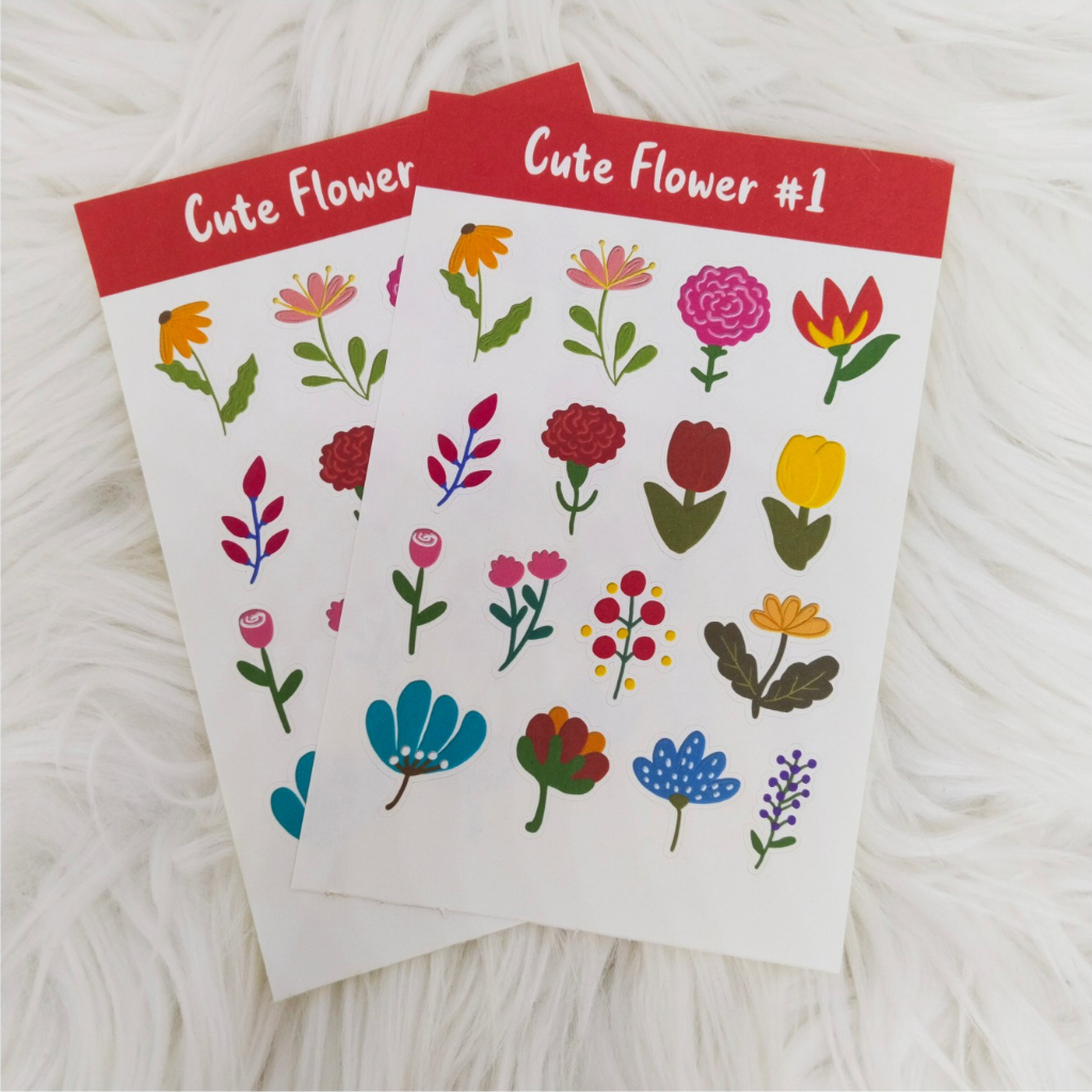 

ZIBA-C007 Sticker sheet mini Kiss cut sticker cute flower #1 untuk journal/scrapbook