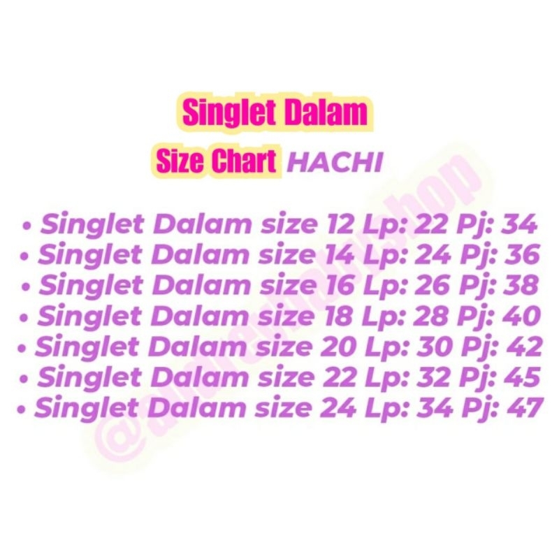 Singlet Dalem Hachi (3pcs) / Kaos Dalam Anak
