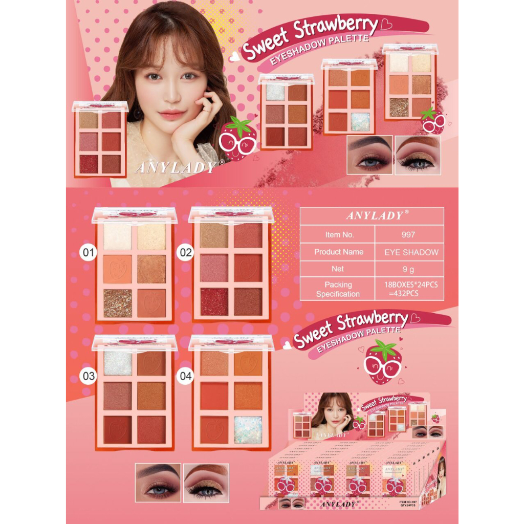 [Per Pc] Eyeshadow Anylady Sweet Strawberry 6 Warna 997