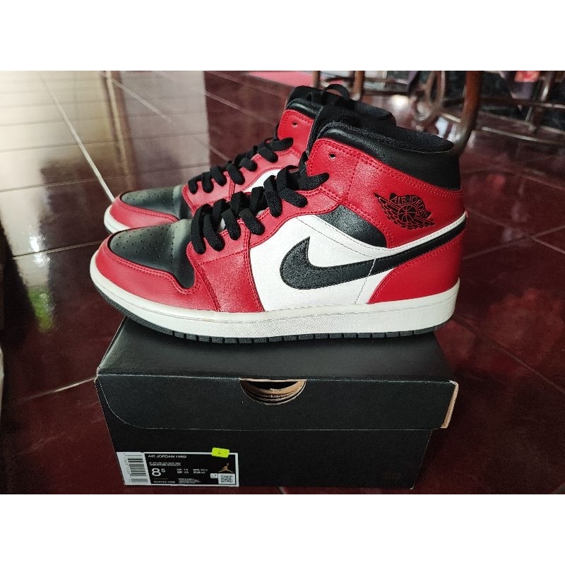 Sepatu Air Jordan 1 Mid Black Toe Original Size 8,5 Kick Avenue Pairs