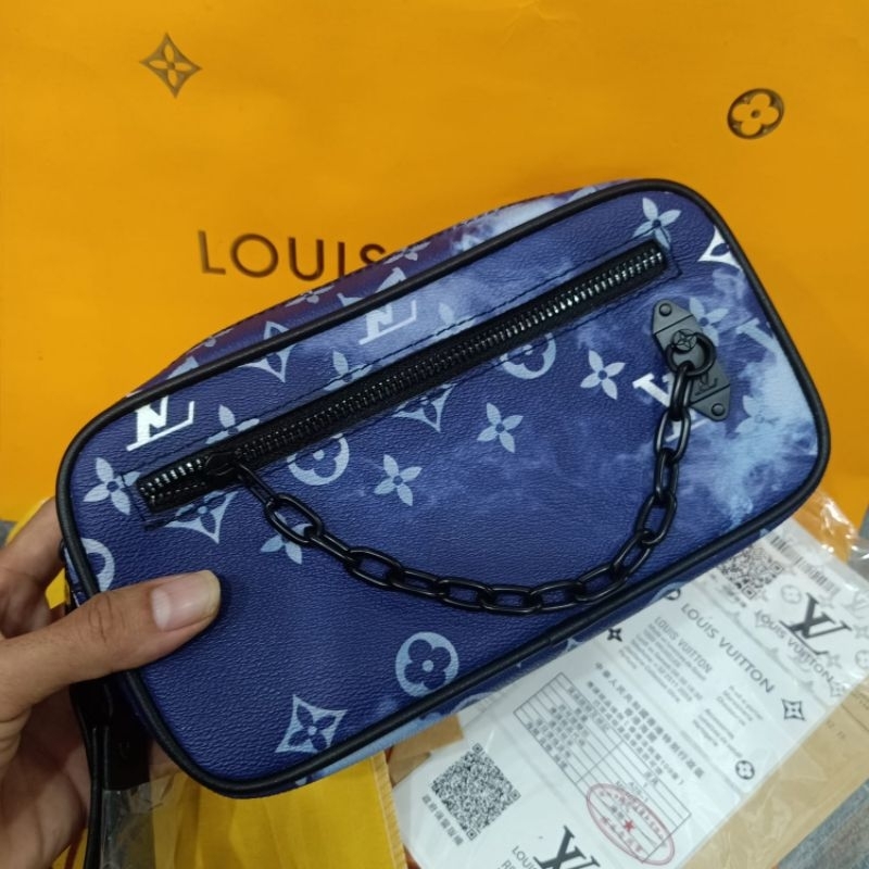 Handbag Lv Pochette Volga Monogram Navy Clutch Tas Tangan Import