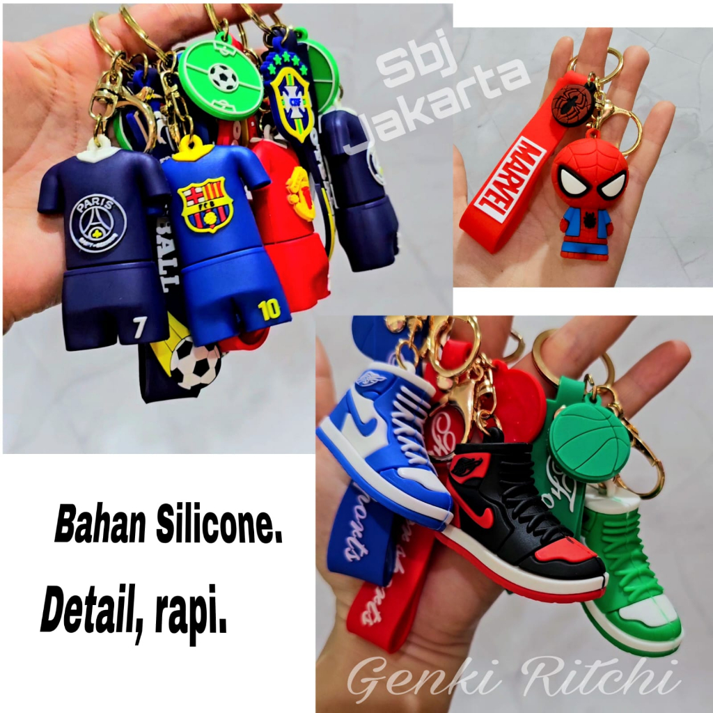 Gantungan kunci Cowok laki laki aksesoris Tas keychain darth vader minion bola spiderman popeye pubg